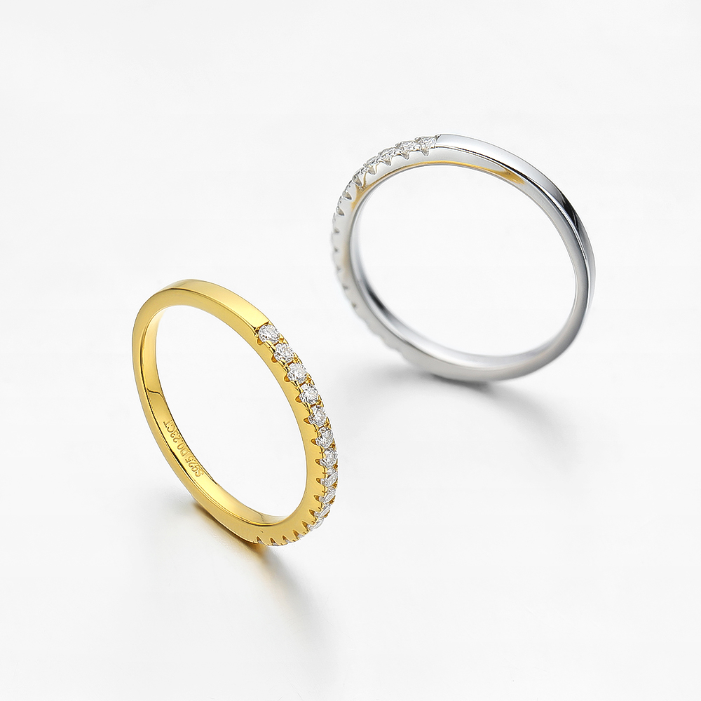 FEOBUR Cincin Berlian Moissani - Moissanite Eternity Band Ring Stackable ulasan dan harga