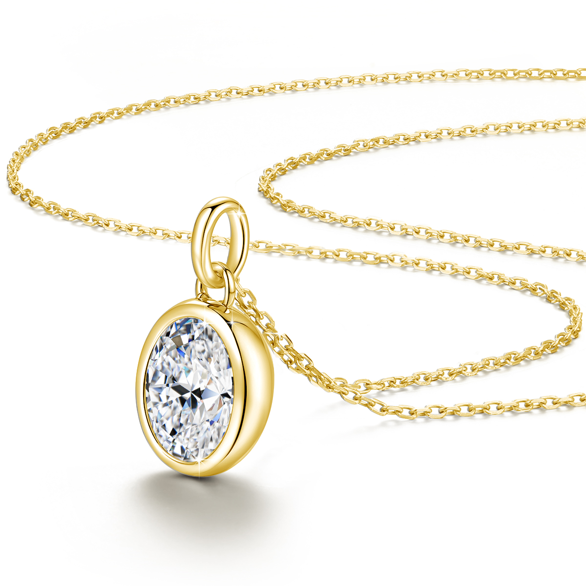 Kalung Liontin Emas AU585 14K  - Moissanite Pendant Necklace Solitaire ulasan dan harga