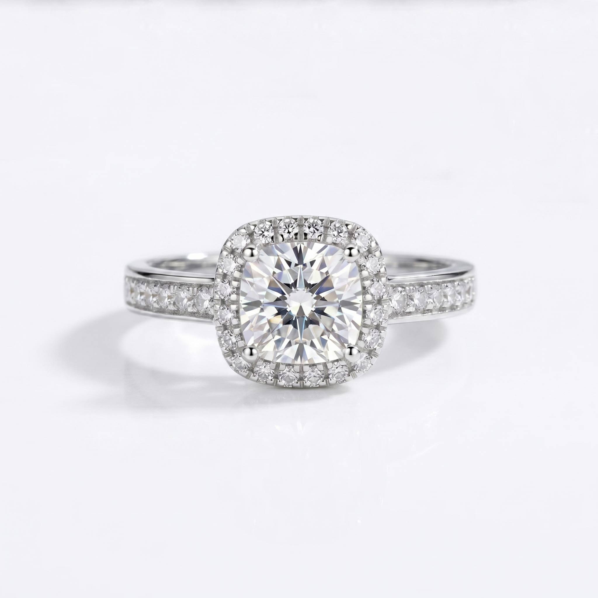 Cincin Moissanite Cushion Cut  - Moissanite Engagement Ring 2 Carat D Vvs1 ulasan dan harga