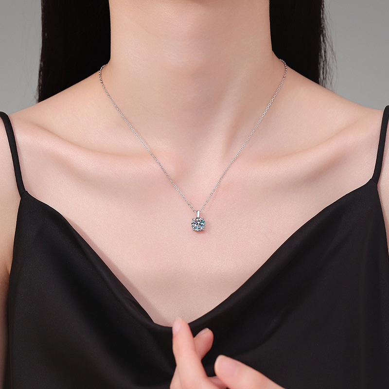 Kalung Emas 18K Platinum PT950 - Moissanite Pendant Necklace Solitaire ulasan dan harga