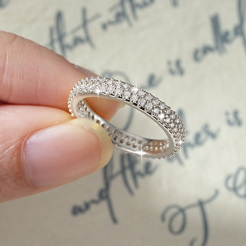 Lnkry Cincin Keabadian Moissan - Moissanite Eternity Band Ring Stackable ulasan dan harga