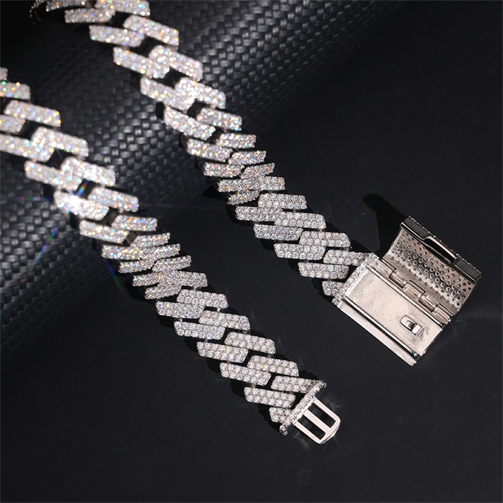 Kalung Rantai Kuba Berlapis Be - Moissanite Cuban Link Chain Iced Out ulasan dan harga