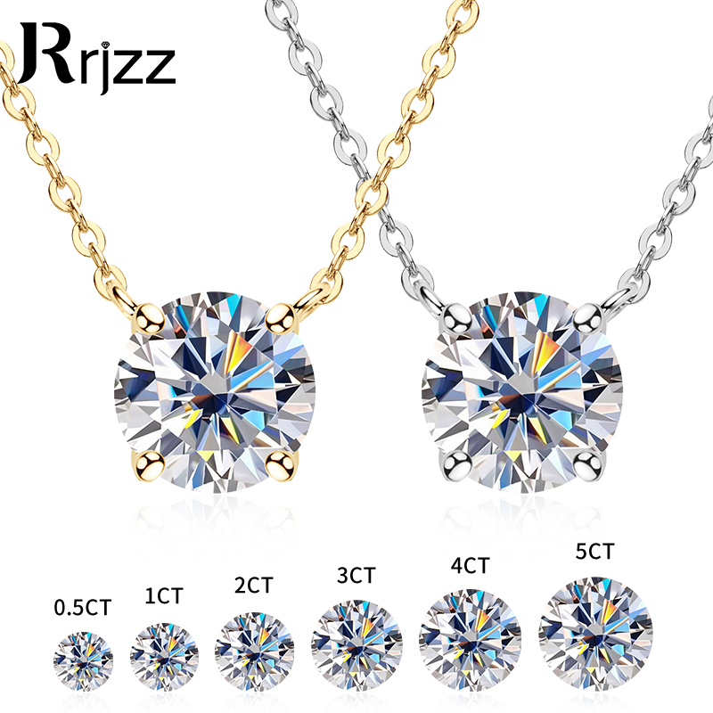 Rrjzz 0.5-5CT Kalung Liontin M - Moissanite Pendant Necklace Solitaire ulasan dan harga
