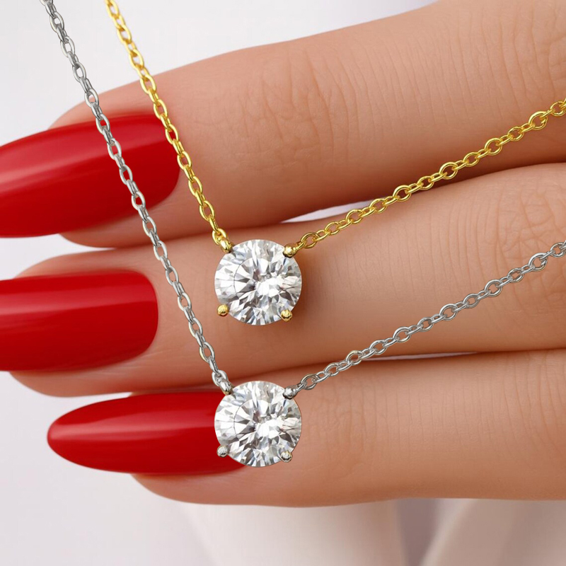 Rrjzz 0.5-5CT Kalung Liontin M - Moissanite Pendant Necklace Solitaire ulasan dan harga