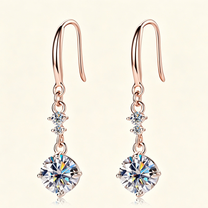 Anting-anting gantung perak st - Moissanite Stud Earrings Round Cut 1Ct ulasan dan harga