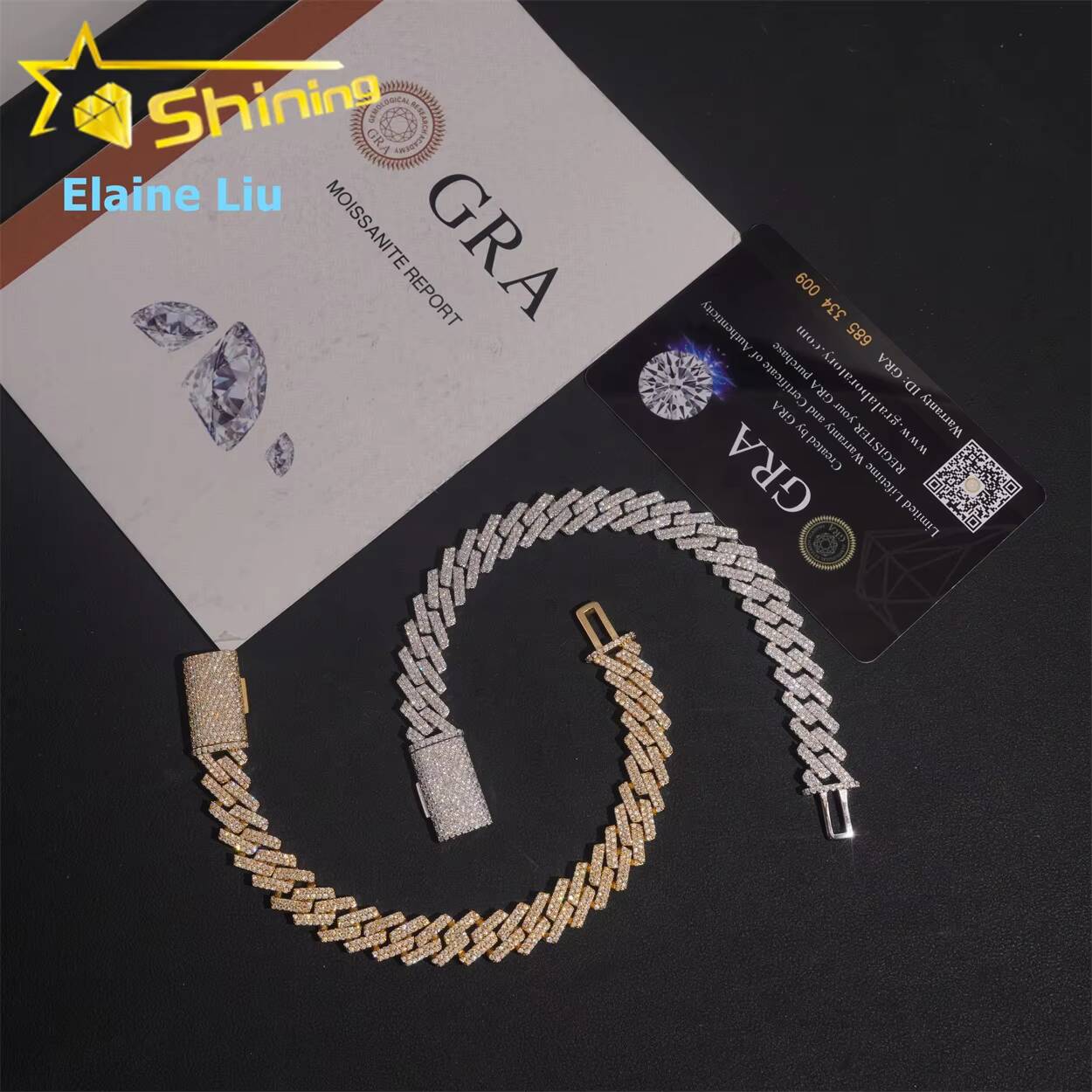 Gelang Rantai Cuban Mewah 10mm - Moissanite Cuban Link Chain Iced Out ulasan dan harga
